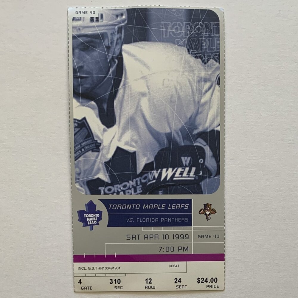 Toronto Maple Leafs vs Florida Panthers @ Air Canada Centre 1999 NHL Ticket Stub